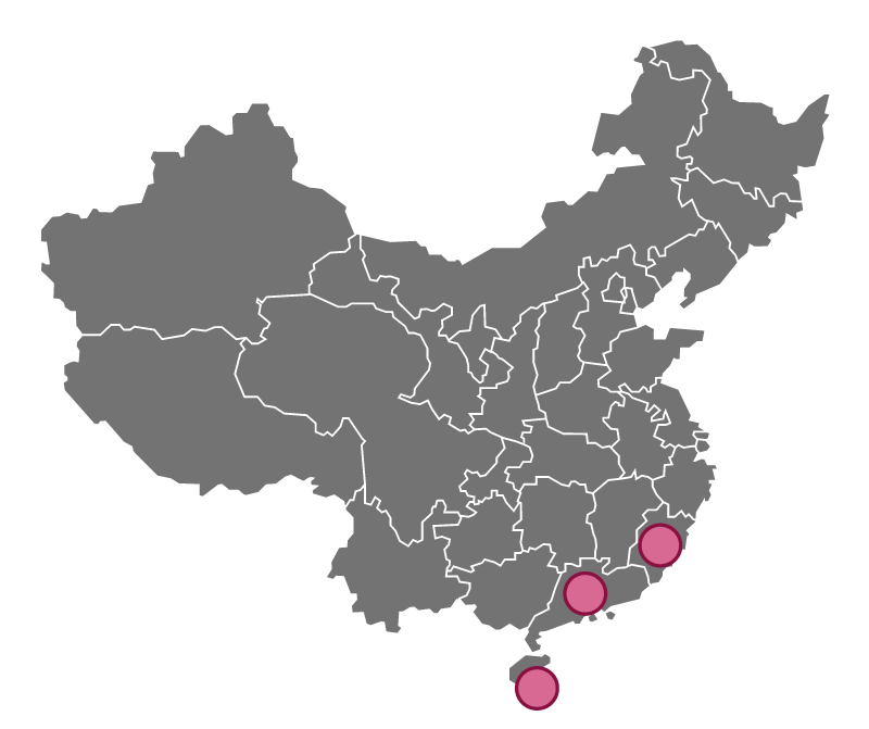 中国のバナナ栽培エリア地図