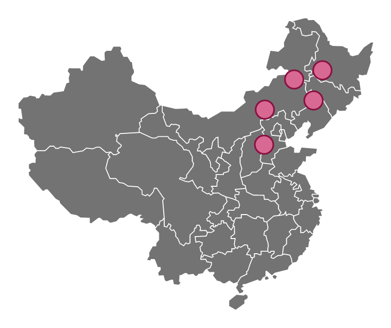 中国でのスイートコーン栽培エリア地図