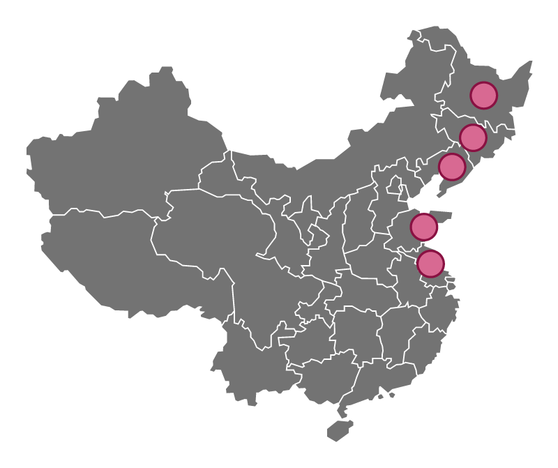 中国のイチゴ栽培エリア地図