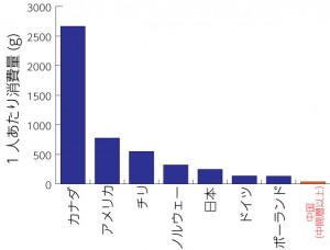 ブルーベリー1人当たり消費量(g)